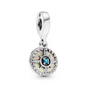 Pandora Compass Rose Dangle Charm with Turquoise
